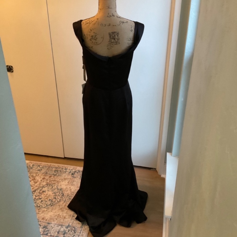 NWT LULUS Adored Forever Black Satin Off-the-Shoulder Maxi Dress gown satin Prom - Picture 7 of 11